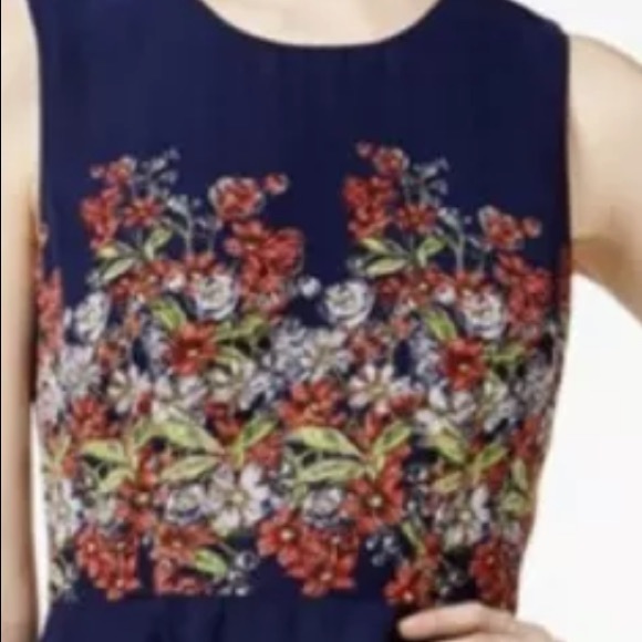 Maison Jules Navy blue floral mini dress sleeveless fit and flare womens sizeXXL - Picture 2 of 4
